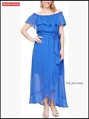 Sleeveless Chiffon Wrap Dress with Cascade Ruffle, Pull On Closure